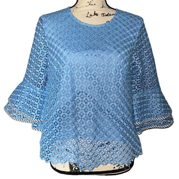 Draper James light blue lattice blouse 8 - Picture 1 of 5
